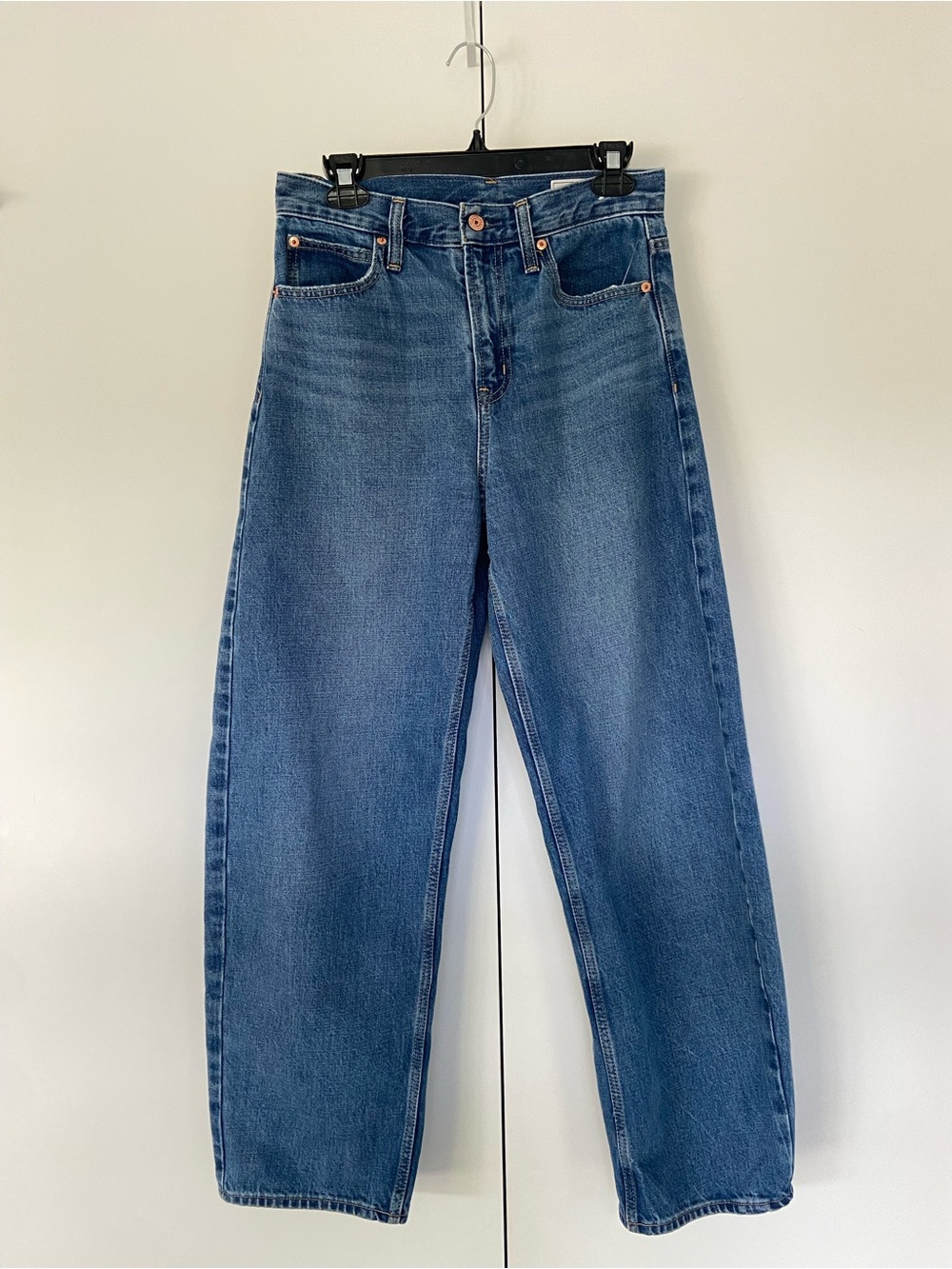GAP High Rise Barrel Jeans Medium Wash 27 100% Cotton 29” Inseam EUC
